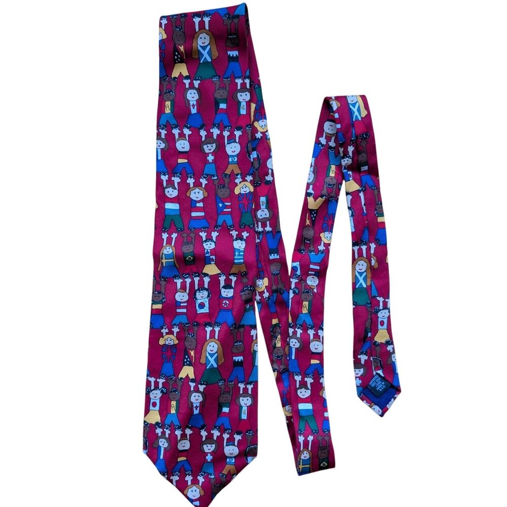 Vintage Collector Save the Children Silk Tie "If We All Work Together"
